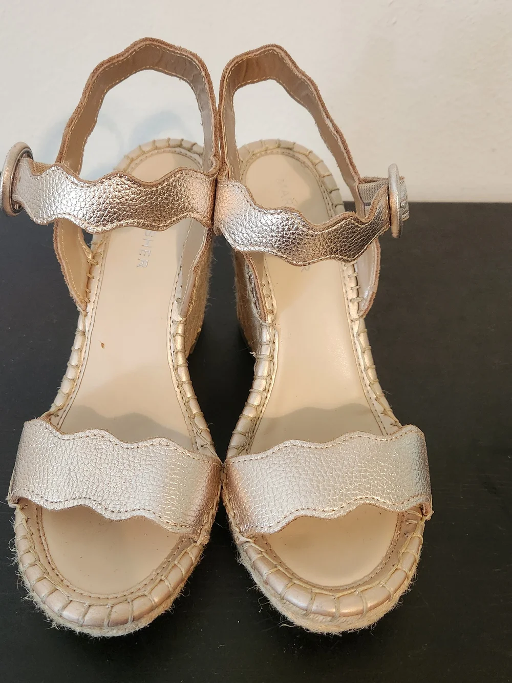 Marc Fisher Metallic Rose Gold Wedge Sandals